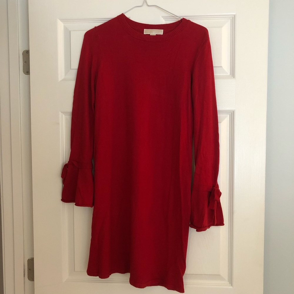 Red Michael Kors sheath sweater dress